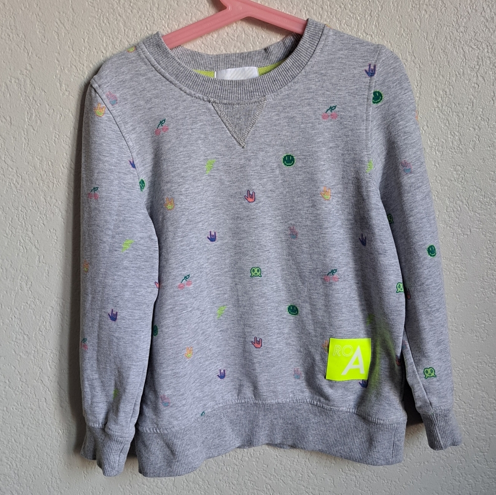 Rockets Of Awesome Girls Gray Graphic Print Sweater Size 7